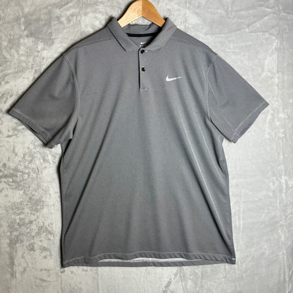 Nike Dri-FIT Polo Shirt Mens Large Gray Short Sleeve Golf Athletic 0235